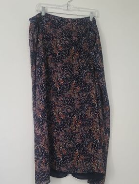 Womens Navy Paisley Maxi Skirt With Pockets